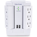 CyberPower Wall Tap with 1200 Joules Surge Protector, 2 USB 2.4A Shared, 6 Swivel Outlet (White)