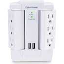 CyberPower Wall Tap with 1200 Joules Surge Protector, 2 USB 2.4A Shared, 6 Swivel Outlet (White)