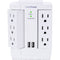 CyberPower Wall Tap with 1200 Joules Surge Protector, 2 USB 2.4A Shared, 6 Swivel Outlet (White)