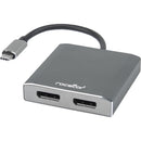 Rocstor USB-C to Dual Displayport Multi-Monitor Adapter (Aluminum)