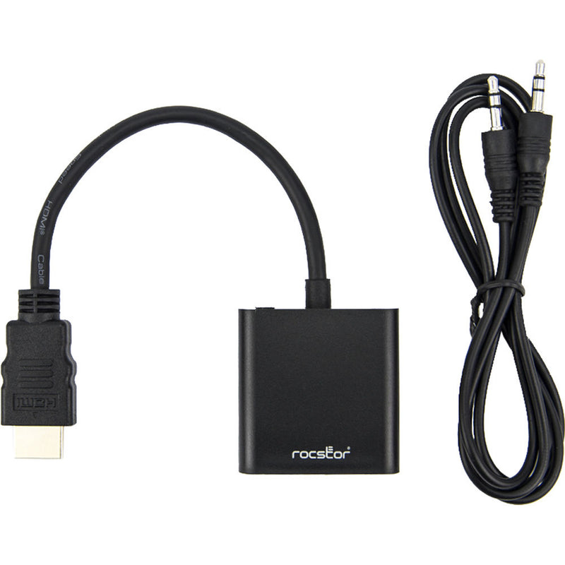 Rocstor 6" HDMI to VGA + 3.5mm Audio Adapter (Black)