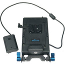 IndiPRO Tools V-Mount Plate with NP-FZ100 Dummy Battery & 15mm Rod Clamps for Sony a7 III
