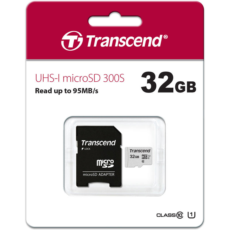 Transcend 32GB 300S UHS-I microSDHC Memory Card with SD Adapter
