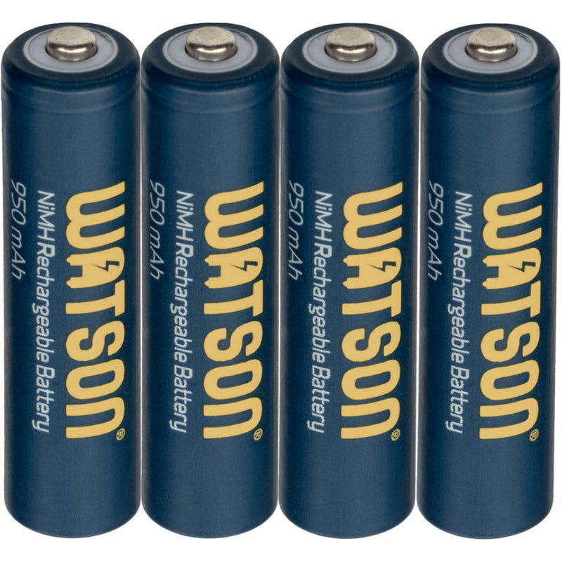 Watson AAA NiMH Rechargeable Batteries (950mAh, 1.2V, 4-Pack)