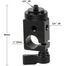 CAMVATE 15mm Single Rod Clamp with 1/4"-20 Screw Mount Adapter (Black Lever)
