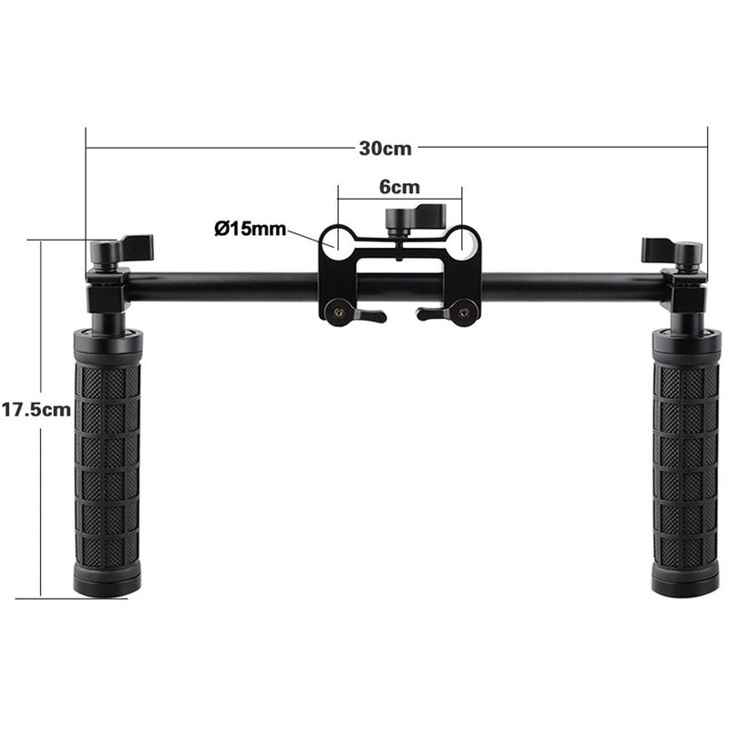 CAMVATE 15mm Rod and Rod Clamp with Two Handgrips Support Kit (Black Levers)