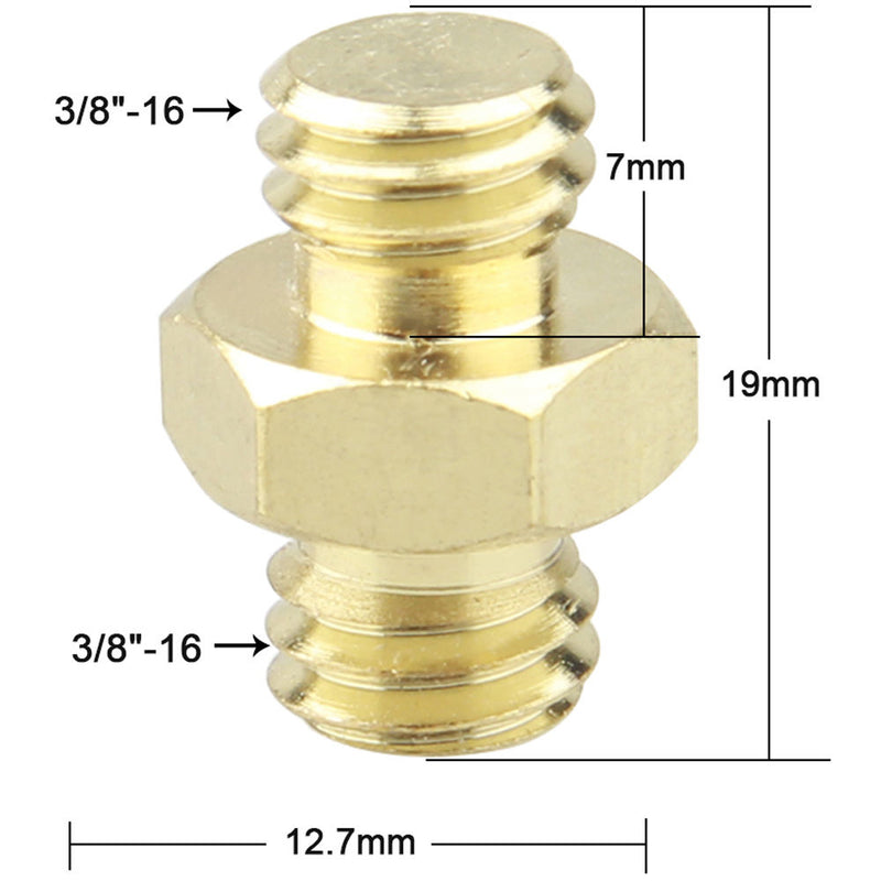 CAMVATE Double Male Thread Adapter with Hex Nut (3/8"-16 to 3/8"-16)