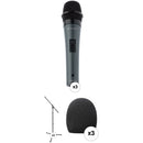 Polsen HDM-16-S Handheld Dynamic Mics with Stands and Windscreens Kit (Set of 3)