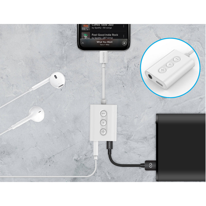 Naztech 3.5mm Audio + Charge Adapter with Lightning Connector