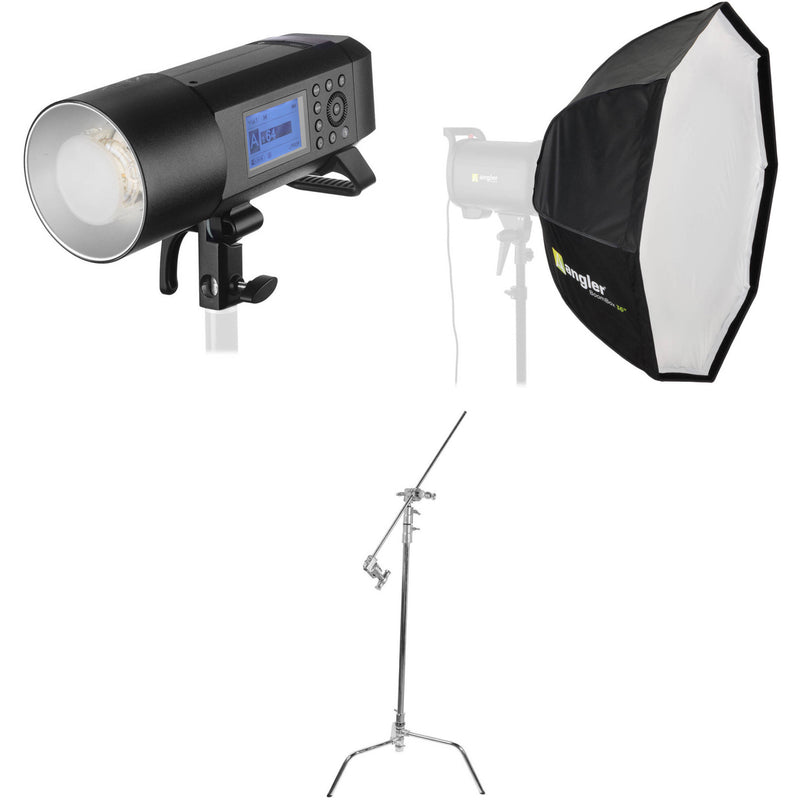 Godox AD400Pro Witstro Battery-Powered Monolight Kit with Softbox and C-Stand