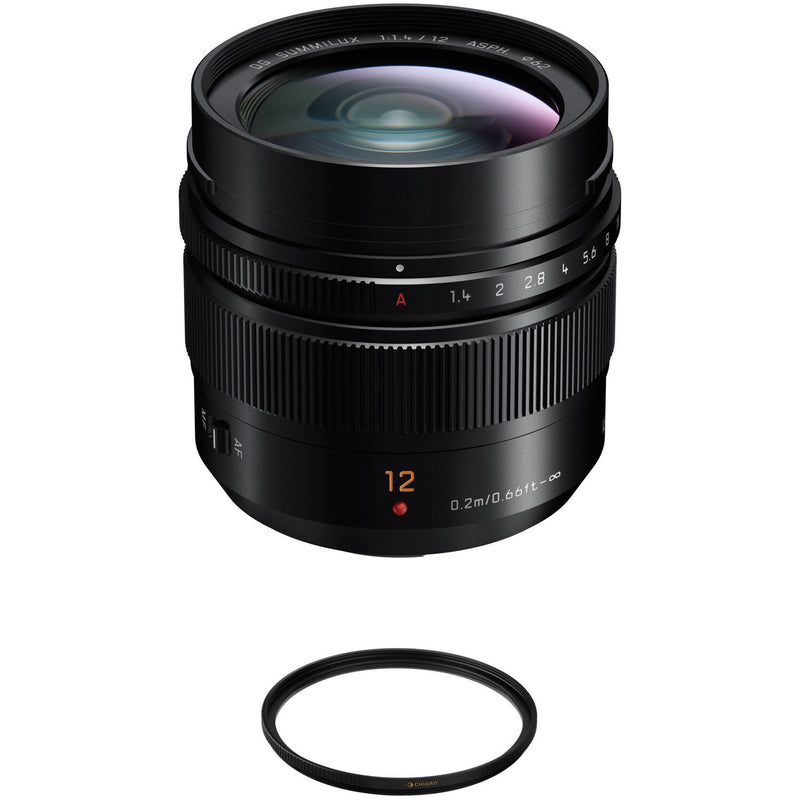 Panasonic Leica DG Summilux 12mm f/1.4 ASPH. Lens with UV Filter Kit