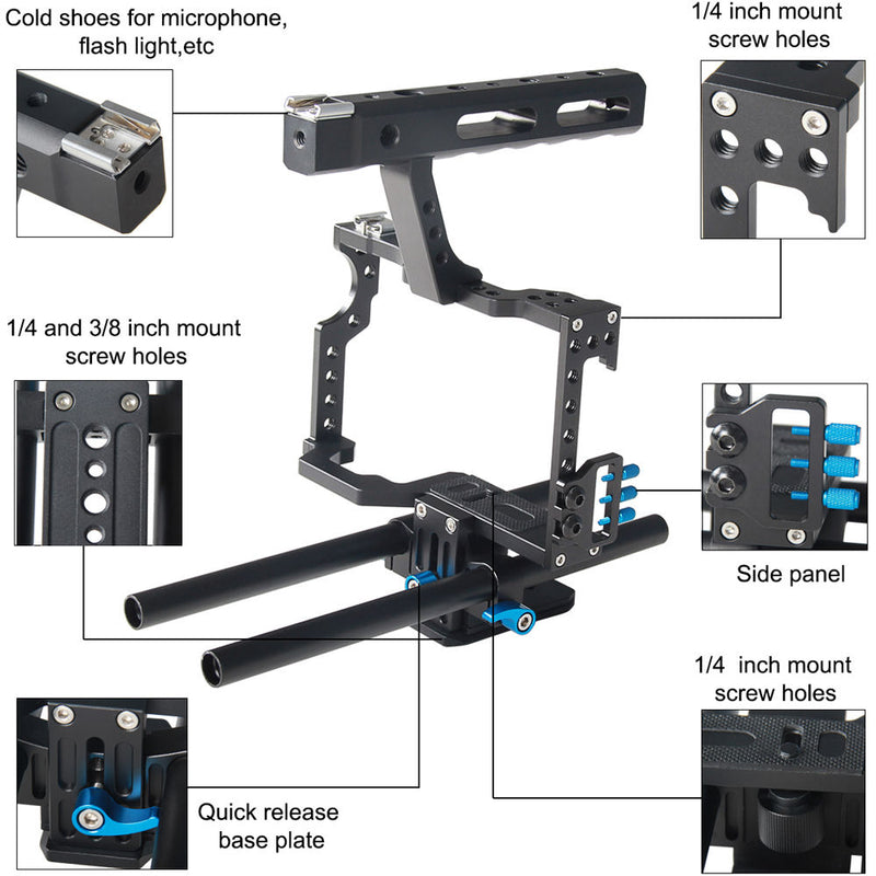 YELANGU C5 Cage for GH4, a7 Series, and a6500/a6300/a6000 Cameras