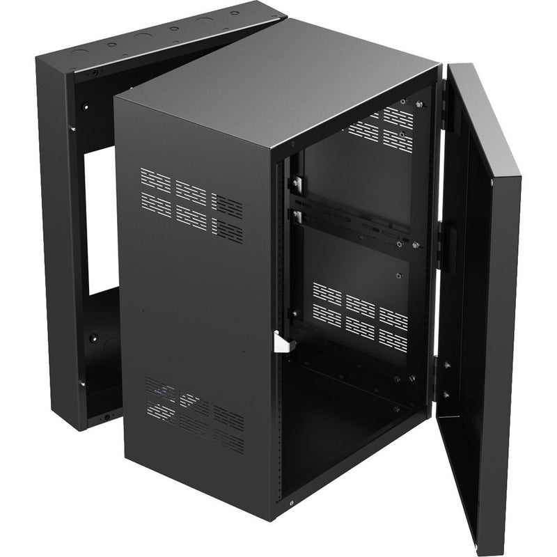 Atlas Sound 19" Wide Opening Stand-Alone Wall Cabinet With Adjustable Rails, 15"D Center Section - 16 Rack Unit