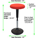 Uncaged Ergonomics Wobble Stool Black Fabric Seat (Red)