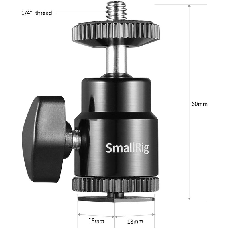 SmallRig Camera Hot Shoe Mount with 1/4"-20 Screw Ball Head (2-Pack)