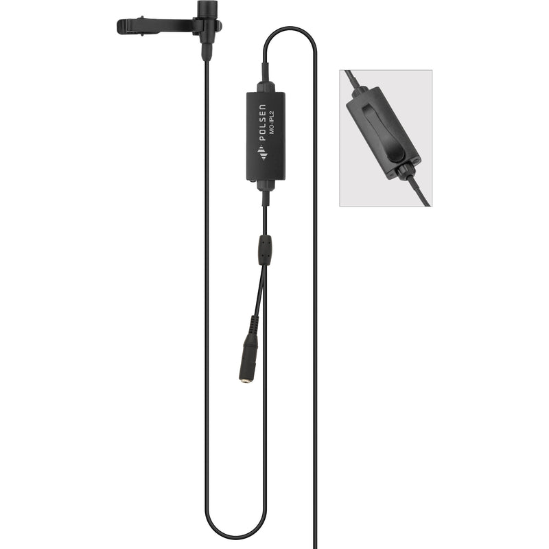 Polsen MO-IPL2 Lavalier Microphone with Lightning Connector & Headphone Jack for iOS Devices