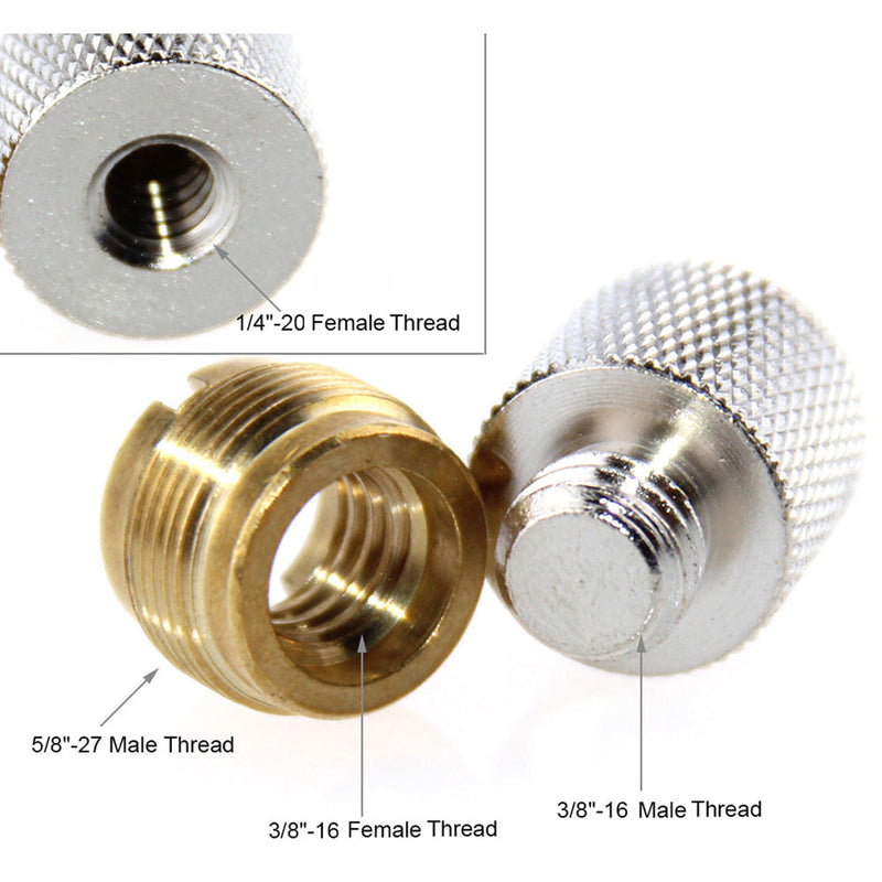CAMVATE 3/8"-16 (F) To 5/8"-27 (M) And 1/4"-20 (F) To 3/8"-16 (M) Screw Adapter Set