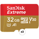SanDisk 32GB Extreme UHS-I microSDHC Memory Card with SD Adapter Kit (3-Pack)