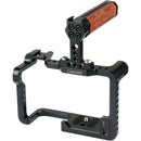 CAMVATE Cage Kit With Wood Top Handle And Shoe Mounts For Panasonic Lumix GH5