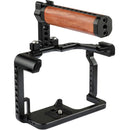 CAMVATE Cage Kit With Wood Top Handle And Shoe Mounts For Panasonic Lumix GH5