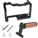 CAMVATE Cage Kit With Wood Top Handle And Shoe Mounts For Panasonic Lumix GH5