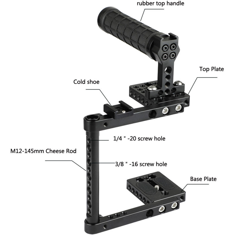 CAMVATE Camera Cage With Rubber Top Handle For Select DSLRS