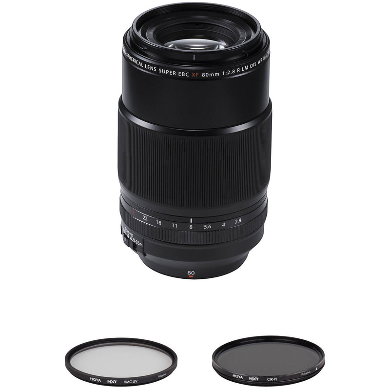 FUJIFILM XF 80mm f/2.8 R LM OIS WR Macro Lens with UV and Circular Polarizer Filters