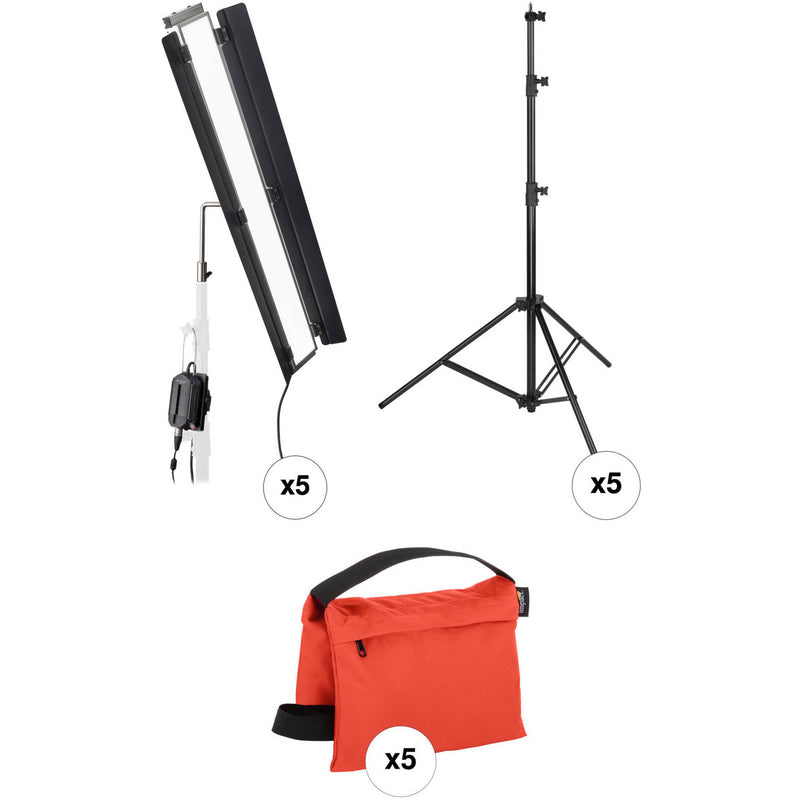 Genaray Box Lighting 36" Soft Strip 4-Light Kit with C-Stands