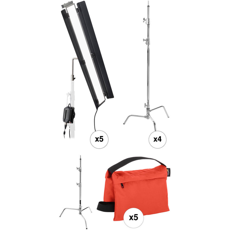 Genaray Box Lighting 36" Soft Strip 4-Light Kit with C-Stands