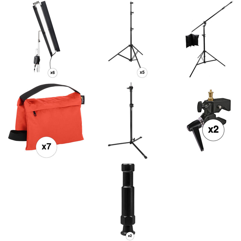 Genaray Hex Lighting 36" Soft Strip 6-Light Standard Kit with Light Stands