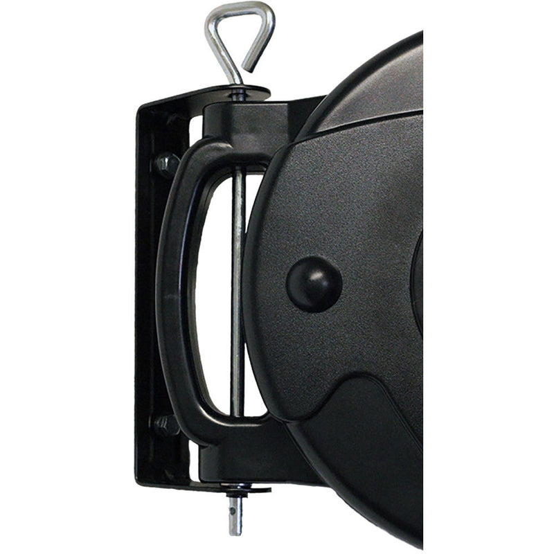 Stage Ninja 14-AWG 3-Outlet Retractable Power Reel with LED Power Indicator and Circuit Breaker (Yellow Cord, Black Thermoplastic Housing, 75')