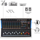 Pyle Pro 12-Channel Bluetooth Studio Mixer and DJ Controller Audio Mixing Console System