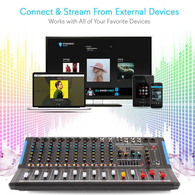 Pyle Pro 12-Channel Bluetooth Studio Mixer and DJ Controller Audio Mixing Console System