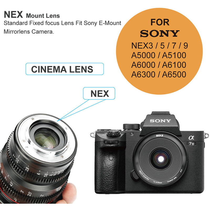 Meike 25mm T2.2 Manual Focus Cinema Lens (E Mount)