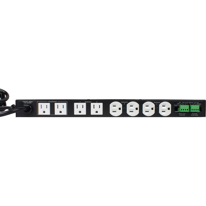 Lowell Manufacturing Power Panel-15A, 6-Switched 3-Unswitched Outlets, 1U, SEQ, Cord