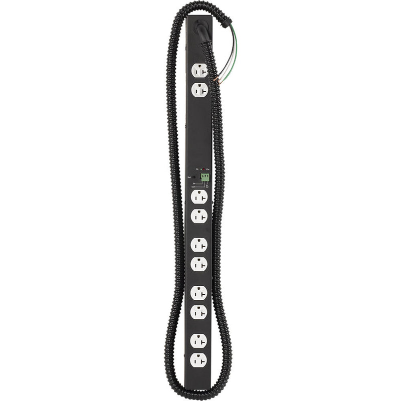 Lowell Manufacturing 10-Outlet ACS-2010-RPC-HW Power Strip with 6' Flexible Conduit & Pigtail Leads (20A)