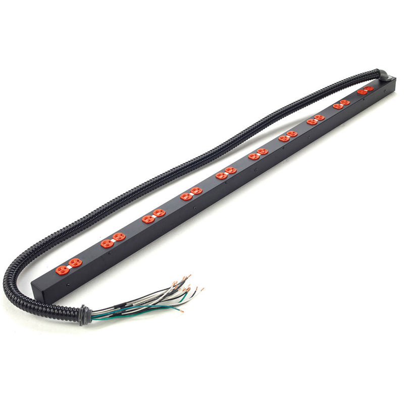 Lowell Manufacturing ACS-2020-IG-10CHW 20-Outlet Power Strip with 10 Circuits and 6' Conduit Pigtail Leads (Gray/Orange)