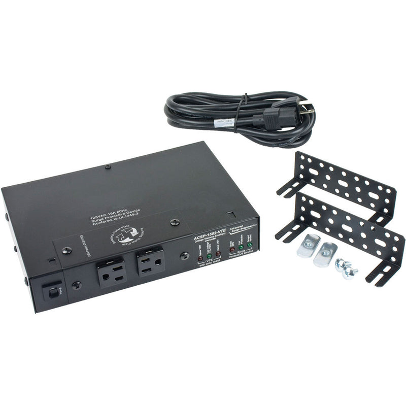 Lowell Manufacturing Compact Surge Suppressor-15A, 2 Outlets, Over/Under Protection, Detachable Cord