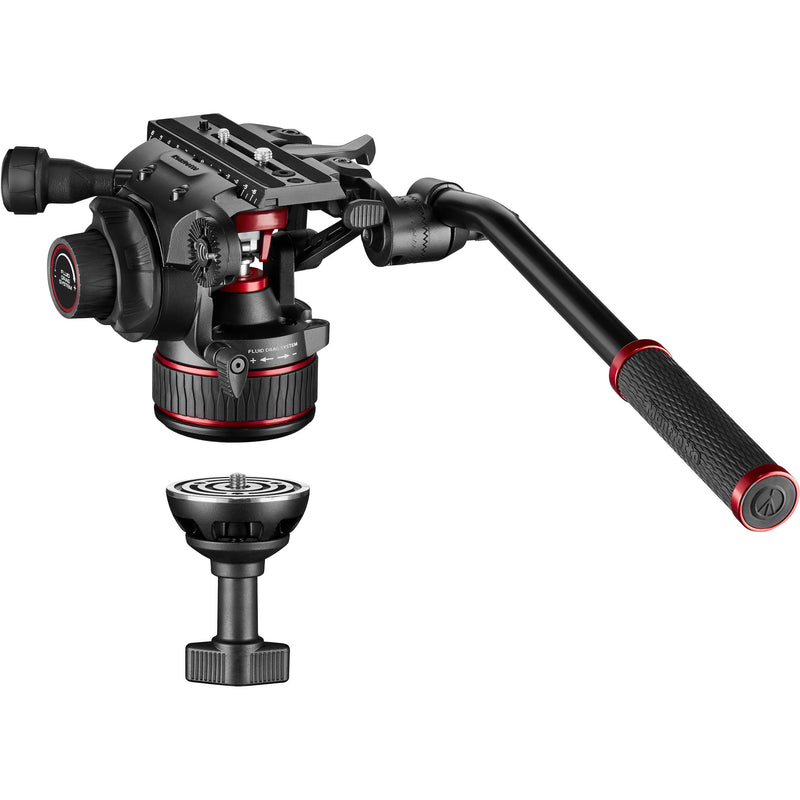 Manfrotto 608 Nitrotech Fluid Video Head and Carbon Fiber Twin Leg Tripod with Middle Spreader