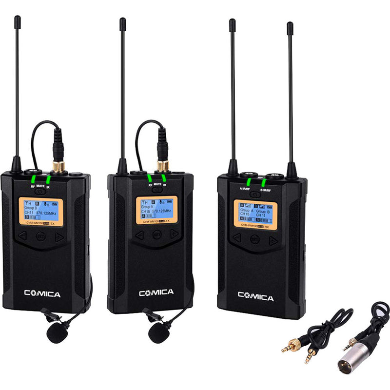 Comica Audio CVM-WM100-PLUS UHF Wireless Dual Microphone System with 1-Receiver