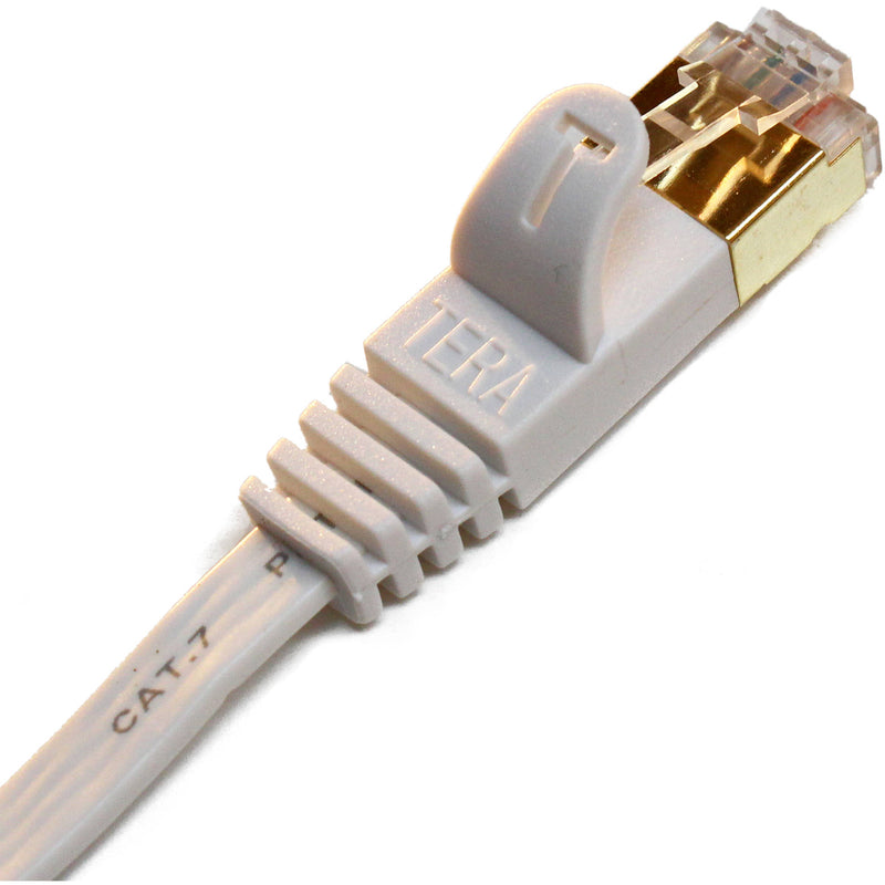 Tera Grand CAT-7 10 Gigabit Ethernet Ultra Flat Patch Cable For Modem Router Lan Network 75' (White)