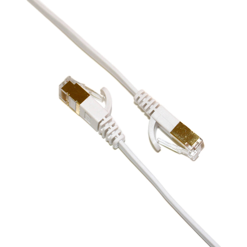 Tera Grand CAT-7 10 Gigabit Ethernet Ultra Flat Patch Cable For Modem Router Lan Network 100' (White)