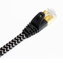 Tera Grand CAT-7 10 Gigabit Ultra Flat Ethernet Patch Braided Cable, 12' (Black,White)