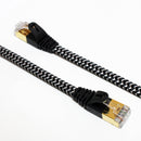 Tera Grand CAT-7 10 Gigabit Ultra Flat Ethernet Patch Braided Cable, 12' (Black,White)