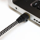 Tera Grand CAT-7 10 Gigabit Ultra Flat Ethernet Patch Braided Cable, 25' (Black,White)