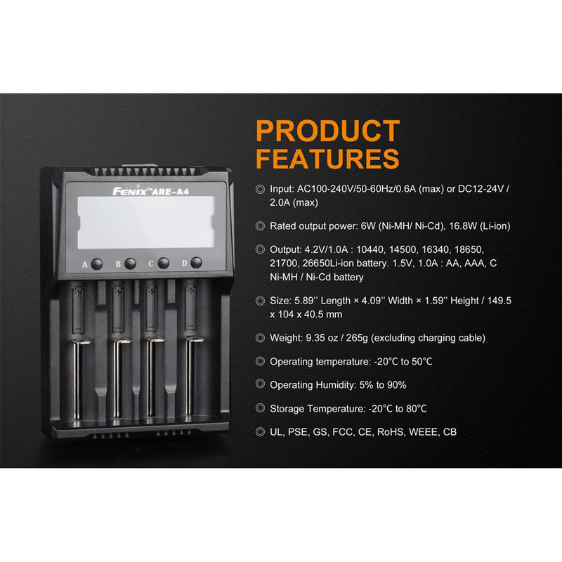Fenix Flashlight ARE-A4 Four-Channel Smart Charger
