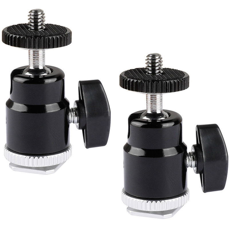 CAMVATE 1/4"-20 Mini Ball Head & Shoe Mount Adapter (2-Pack)