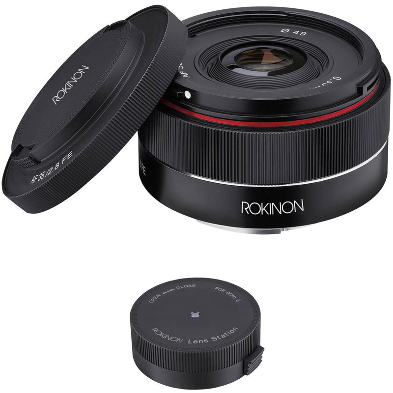 Rokinon AF 35mm f/2.8 FE Lens with Lens Station Kit for Sony E