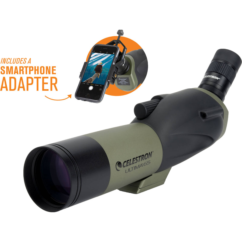 Celestron Ultima 65 18-55x65mm Spotting Scope and Smartphone Adapter Kit (Angled Viewing)