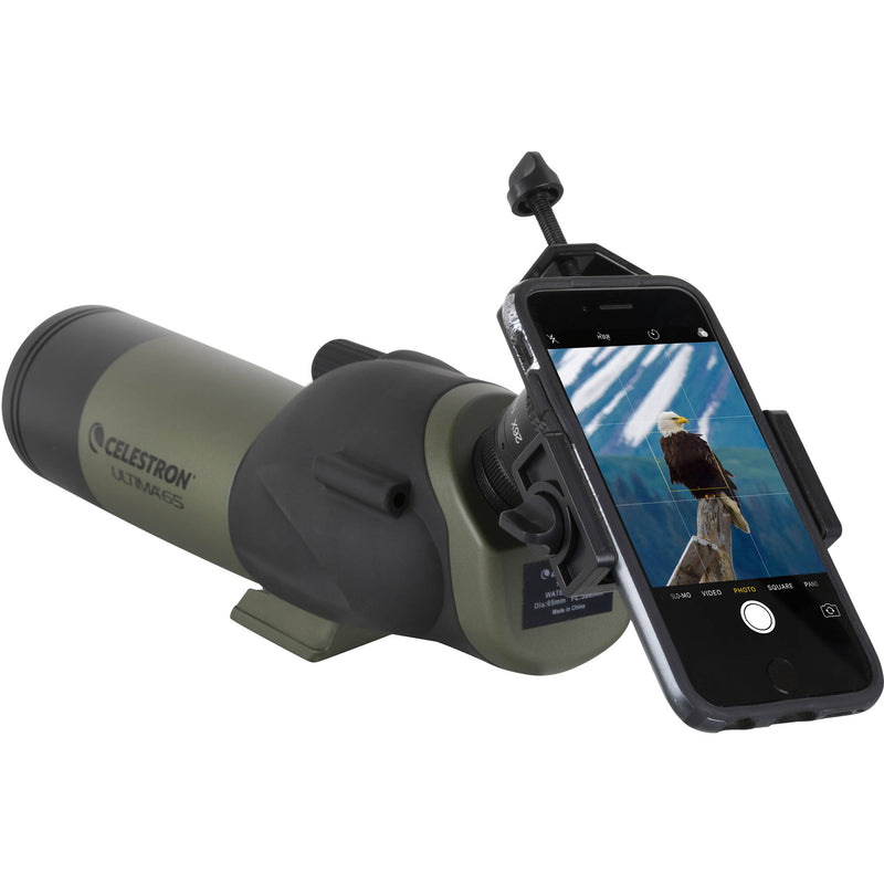 Celestron Ultima 65 18-55x65mm Spotting Scope and Smartphone Adapter Kit (Angled Viewing)